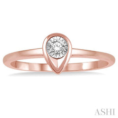 1/50 Ctw Pear Shape Round Cut Diamond Promise Ring in 10K Rose Gold
