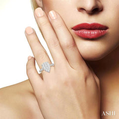 2 Ctw Pear Shape Round Cut Diamond Lovebright Ring in 14K White and Yellow Gold