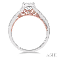 1/2 Ctw Round Cut Lovebright Diamond Solitaire Style Engagement Ring in 14K White and Rose Gold