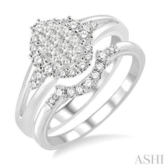 5/8 Ctw Diamond Lovebright Wedding Set with 1/2 Ctw Engagement Ring and 1/10 Ctw Wedding Band in 14K White Gold