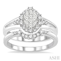 5/8 Ctw Diamond Lovebright Wedding Set with 1/2 Ctw Engagement Ring and 1/10 Ctw Wedding Band in 14K White Gold