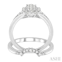 5/8 Ctw Diamond Lovebright Wedding Set with 1/2 Ctw Engagement Ring and 1/10 Ctw Wedding Band in 14K White Gold
