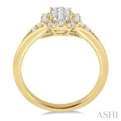 1/2 Ctw Oval Shape Round Cut Diamond Lovebright Ring in 14K Yellow and White Gold