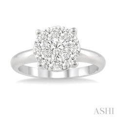 3/4 Ctw Lovebright Round Cut Diamond Bridal Ring in 14K White Gold