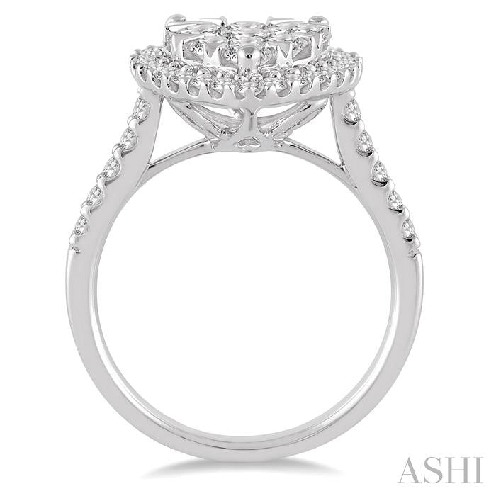 2 Ctw Pear Shape Diamond Lovebright Ring in 14K White Gold