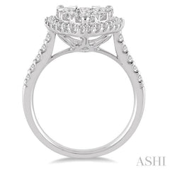 2 Ctw Pear Shape Diamond Lovebright Ring in 14K White Gold