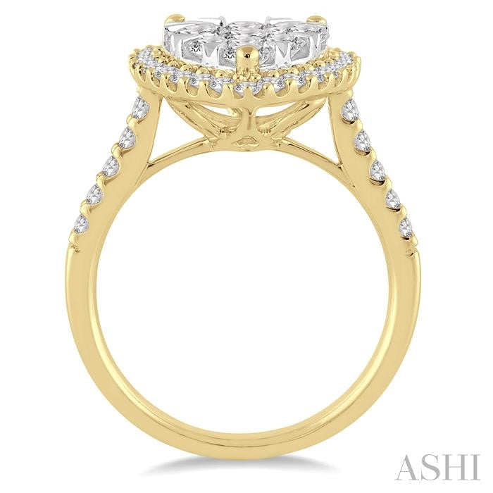 2 Ctw Pear Shape Diamond Lovebright Ring in 14K Yellow and White Gold
