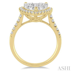 2 Ctw Pear Shape Diamond Lovebright Ring in 14K Yellow and White Gold