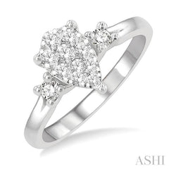 1/2 Ctw Pear Shape Lovebright Round Cut Diamond Engagement Ring in 14K White Gold