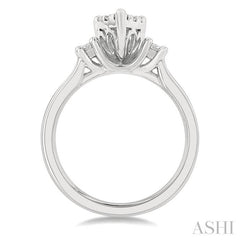 1/2 Ctw Pear Shape Lovebright Round Cut Diamond Engagement Ring in 14K White Gold