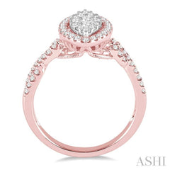 3/4 Ctw Marquise Shape Diamond Lovebright Ring in 14K Rose and White Gold