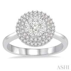 1/2 Ctw Diamond Lovebright Double Halo Ring in 14K White Gold
