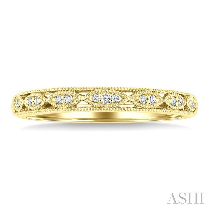 1/20 Ctw Marquise Shape Round Cut Diamond Wedding Band in 14K Yellow Gold