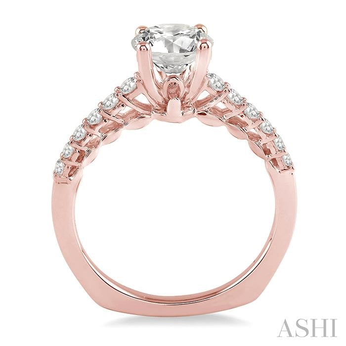 1/3 Ctw Diamond Semi-Mount Engagement Ring in 14K Rose Gold