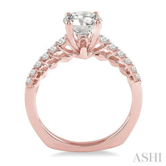 1/3 Ctw Diamond Semi-Mount Engagement Ring in 14K Rose Gold