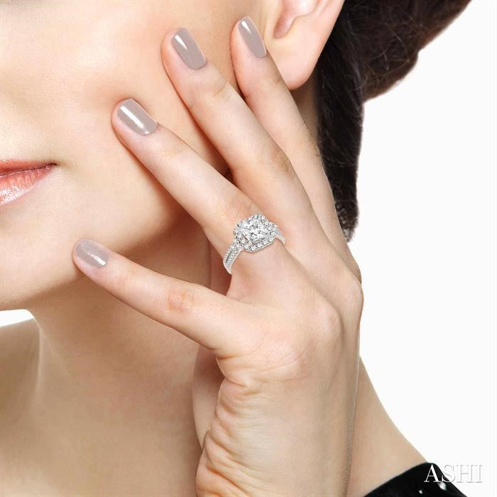 7/8 Ctw Diamond Semi-Mount Engagement Ring in 14K White Gold