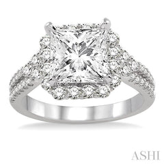 7/8 Ctw Diamond Semi-Mount Engagement Ring in 14K White Gold