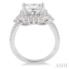 7/8 Ctw Diamond Semi-Mount Engagement Ring in 14K White Gold