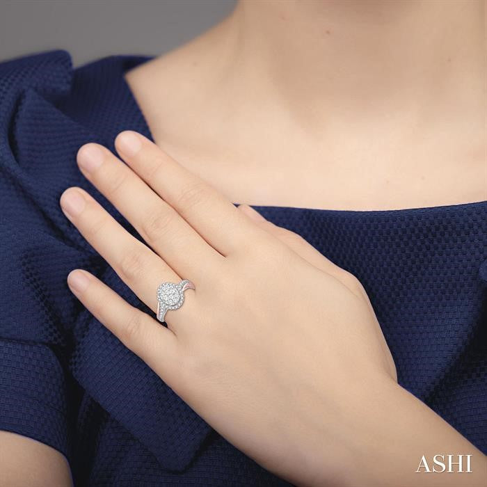 7/8 Ctw Diamond Lovebright Ring in 14K White and Rose Gold