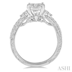 5/8 Ctw Round Shape Lovebright Diamond Cluster Ring in 14K White Gold