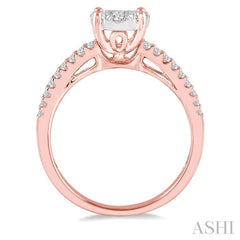 3/4 Ctw Round Lovebright Diamond Cluster Ring in 14K Rose and White Gold