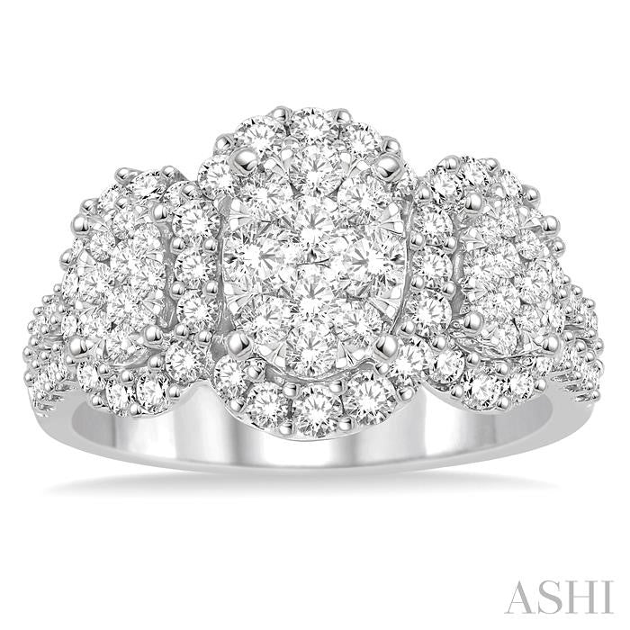 1 1/3 Ctw Diamond Lovebright Ring in 14K White Gold