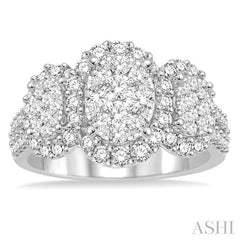 1 1/3 Ctw Diamond Lovebright Ring in 14K White Gold