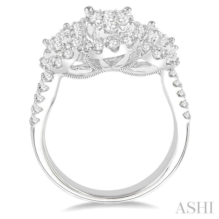 1 1/3 Ctw Diamond Lovebright Ring in 14K White Gold