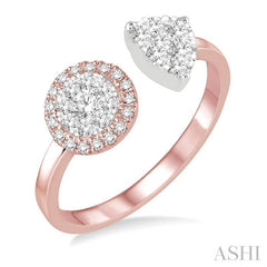 1/2 Ctw Round and Pear Shape Diamond Lovebright Ring in 14K Rose and White Gold