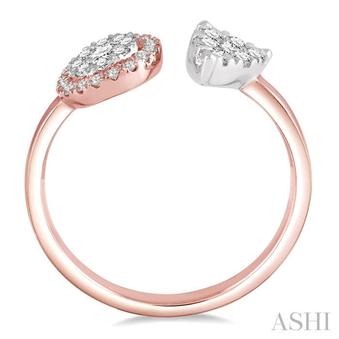 1/2 Ctw Round and Pear Shape Diamond Lovebright Ring in 14K Rose and White Gold