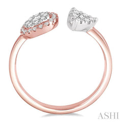 1/2 Ctw Round and Pear Shape Diamond Lovebright Ring in 14K Rose and White Gold