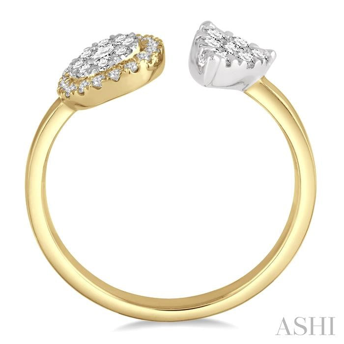 1/2 Ctw Round and Pear Shape Diamond Lovebright Ring in 14K Yellow and White Gold