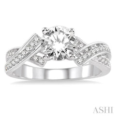 3/4 Ctw Diamond Engagement Ring with 1/2 Ct Round Cut Center Stone in 14K White Gold