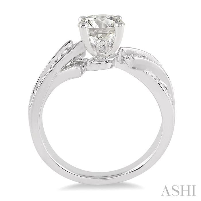 3/4 Ctw Diamond Engagement Ring with 1/2 Ct Round Cut Center Stone in 14K White Gold