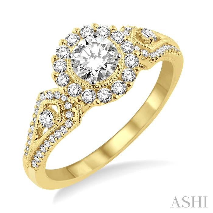 1/3 Ctw Diamond Semi-Mount Engagement Ring in 14K Yellow and White Gold