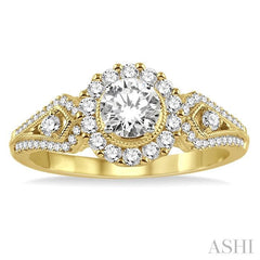 1/3 Ctw Diamond Semi-Mount Engagement Ring in 14K Yellow and White Gold