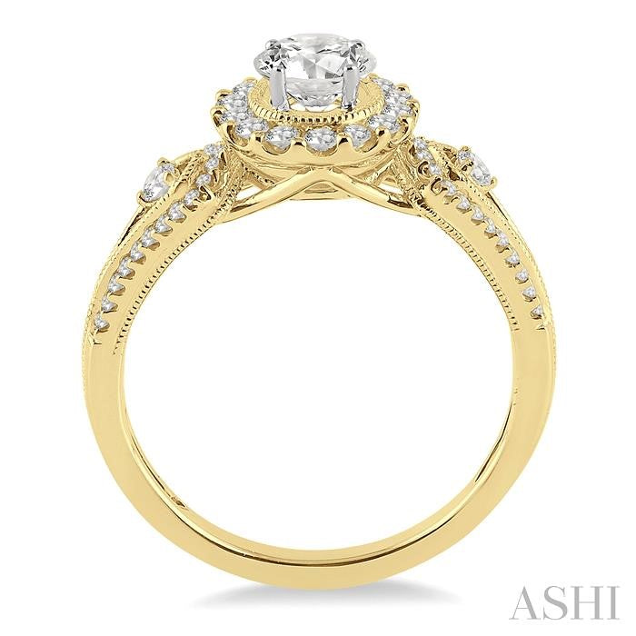 1/3 Ctw Diamond Semi-Mount Engagement Ring in 14K Yellow and White Gold