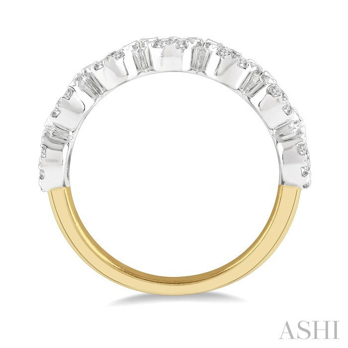 3/4 Ctw Jointed Circular Mount Lovebright Diamond Cluster Band in 14K Yellow and White Gold