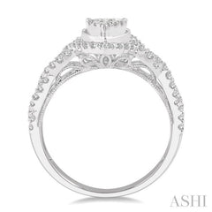1 Ctw Entwined Pear Shape Lovebright Round Cut Diamond Ring in 14K White Gold
