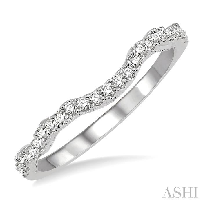 1/5 Ctw Curvy Shape Round Cut Diamond Wedding Band in 14K White Gold