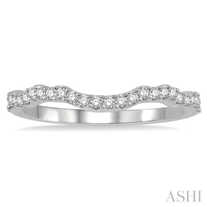 1/5 Ctw Curvy Shape Round Cut Diamond Wedding Band in 14K White Gold