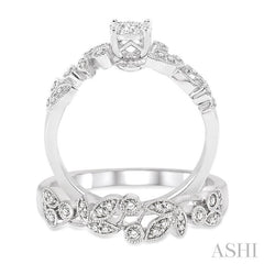 1/2 Ctw Diamond Lovebright Wedding Set with 3/8 Ctw Round Cut Engagement Ring and 1/6 Ctw Wedding Band in 14K White Gold