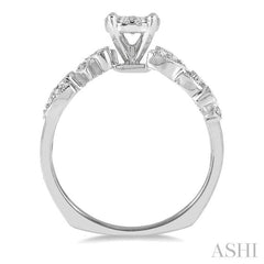 3/8 Ctw Round Cut Diamond Lovebright Engagement Ring in 14K White Gold