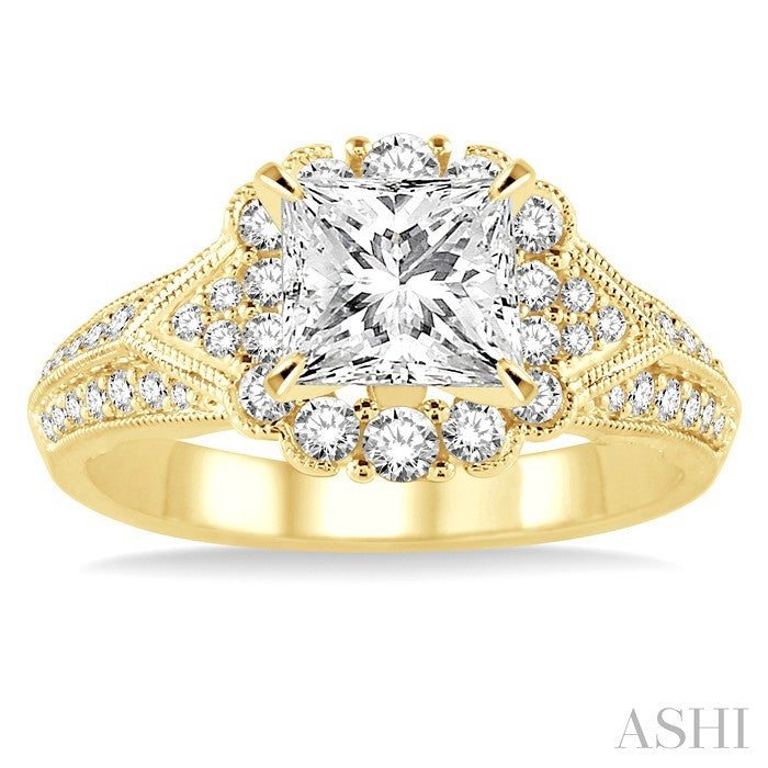 1/2 Ctw Diamond Semi-Mount Engagement Ring in 14K Yellow Gold