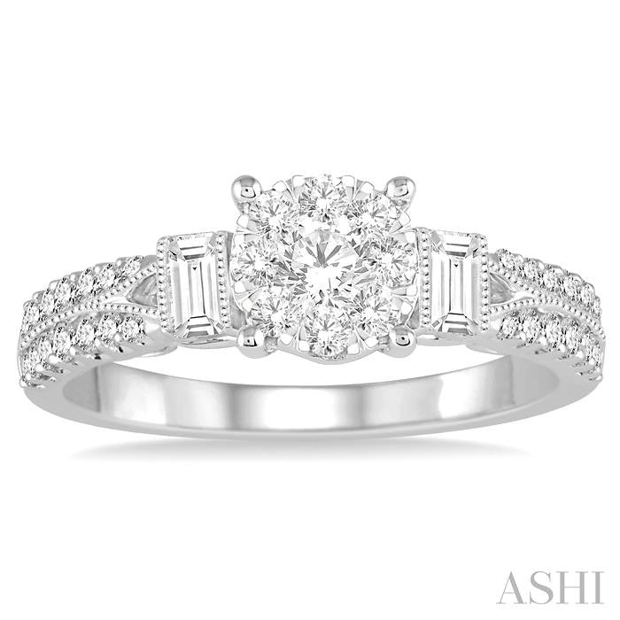 3/4 Ctw Diamond Lovebright Engagement Ring in 14K White Gold