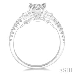 3/4 Ctw Diamond Lovebright Engagement Ring in 14K White Gold