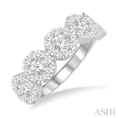 1 1/2 Ctw 5-Stone Lovebright Round Cut Diamond Band in 14K White Gold