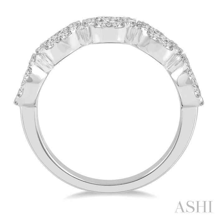 1 1/2 Ctw 5-Stone Lovebright Round Cut Diamond Band in 14K White Gold