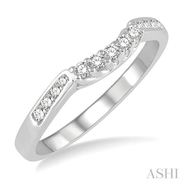 1/5 Ctw Straight Row Round Cut Diamond Wedding Band in 14K White Gold