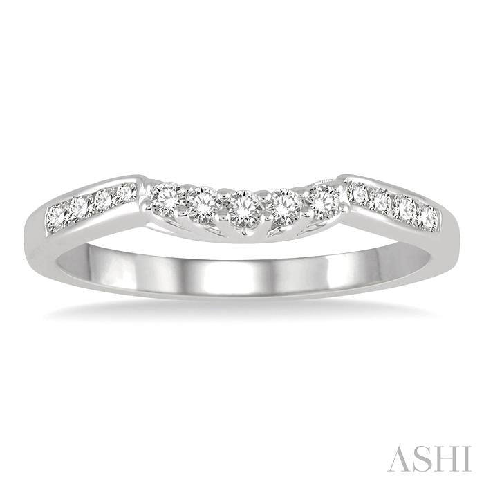1/5 Ctw Straight Row Round Cut Diamond Wedding Band in 14K White Gold